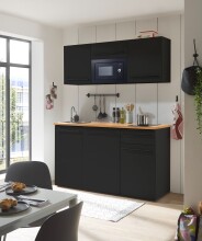 Singleküche >Jazz< in Schwarz matt - 160x212x60 (BxHxT)