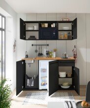 Singleküche >Jazz< in Schwarz matt - 160x212x60 (BxHxT)