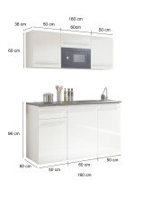 Singleküche >Jazz< in Eiche Artisan - 160x212x60 (BxHxT)