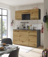 Singleküche >Jazz< in Eiche Artisan - 160x212x60 (BxHxT)
