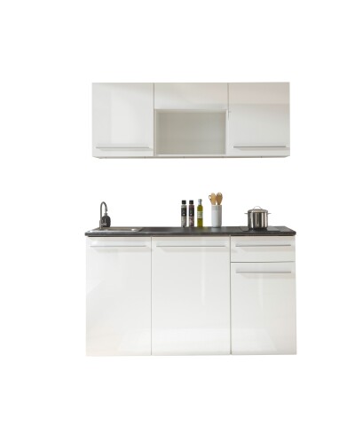 Singleküche >Jazz< in Weiß hochglanz - 160x212x60 (BxHxT)