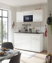 Singleküche >Jazz< in Weiß hochglanz - 160x212x60 (BxHxT)