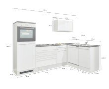 Winkelküche >Jazz< schwarz matt / Lanzelot Eiche Dekor - 260x200x60 (BxHxT)