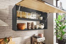 Winkelküche >Jazz< anthrazit / Artisan Eiche Dekor - 260x200x60 (BxHxT)