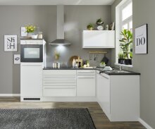 Winkelküche >Jazz< weiss matt / weiss Hochglanz - 260x200x60 (BxHxT)