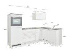 Winkelküche >Jazz< weiss matt / weiss Hochglanz - 260x200x60 (BxHxT)