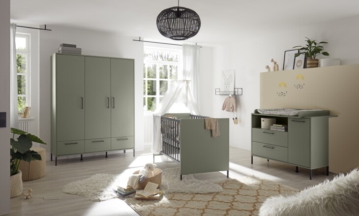 Babyzimmer-Komplettset >Ole< (3-teilig) in pine green matt