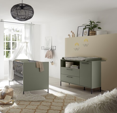 Babyzimmer-Komplettset >Ole< (3-teilig) in pine green matt