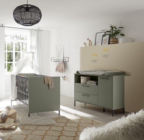 Babyzimmer-Komplettset >Ole< (3-teilig) in pine green matt