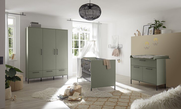 Babyzimmer-Komplettset >Ole< (3-teilig) in pine green matt