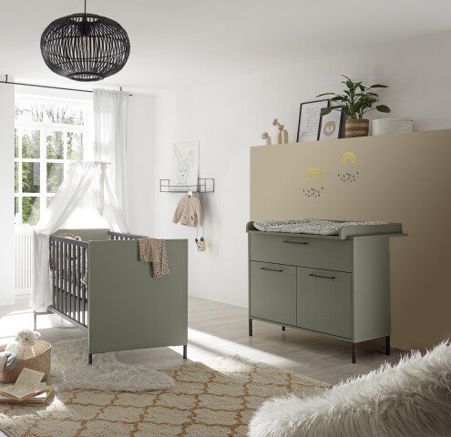 Babyzimmer-Komplettset >Ole< (3-teilig) in pine green matt