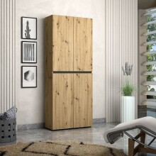 Schuhschrank >Glossy< in Artisan Eiche - 80x200x34cm (BxHxT)