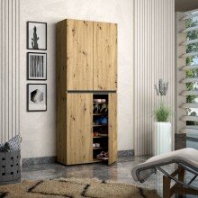 Schuhschrank >Glossy< in Artisan Eiche - 80x200x34cm (BxHxT)