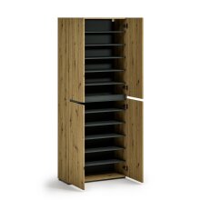 Schuhschrank >Glossy< in Artisan Eiche - 80x200x34cm (BxHxT)