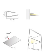 Wandleuchte >BARLET< in Kaltweiss, Kaltweiss - 2,2x6x1,1x2,2cm (LxBxHxT)