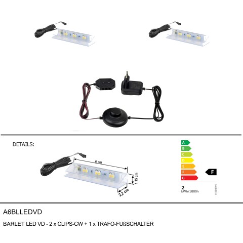 LED Wandleuchte >BARLET< in Kaltweiss, Kaltweiss - 2,2x6x1,1x2,2cm (LxBxHxT)