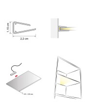LED Wandleuchte >BARLET< in Kaltweiss, Kaltweiss - 2,2x6x1,1x2,2cm (LxBxHxT)