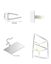 LED Wandleuchte >BARLET< in Kaltweiss, Kaltweiss - 2,2x6x1,1x2,2cm (LxBxHxT)