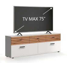 Lowboard >BARLET< in Weiss/ Lamellen Artisan Eiche Dekor - B/H/T 168 x 60 x 38cm