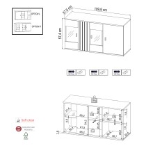 Hängevitrine >BARLET< in Weiss/Lamellen Artisan Eiche Dekor - B/H/T 110 x 57,4 x 37,5cm