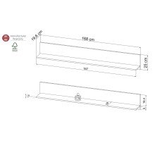 Wandboard >BARLET< in Weiss, Weiss - 19,6x168x25x19,6cm (LxBxHxT)