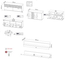 Wohnzimmer-Set >BARLET< in Weiss/ Lamellen Artisan Eiche Dekor - B/H/T 253 x 175 x 38cm