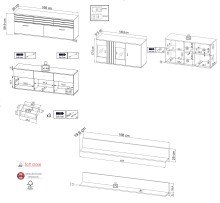 Wohnzimmer-Set >BARLET< in Weiss/ Lamellen Artisan Eiche Dekor - B/H/T 253 x 175 x 38cm