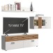 Wohnzimmer-Set >BARLET< in Weiss/ Lamellen Artisan Eiche Dekor - B/H/T 253 x 175 x 38cm