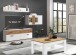 Wohnzimmer-Set >BARLET< in Weiss/ Lamellen Artisan Eiche Dekor - B/H/T 253 x 175 x 38cm
