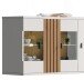 Wohnzimmer-Set >BARLET< in Weiss/ Lamellen Artisan Eiche Dekor - B/H/T 253 x 175 x 38cm