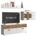 Wohnzimmer-Set >BARLET< in Weiss/ Lamellen Artisan Eiche Dekor - B/H/T 253 x 175 x 38cm