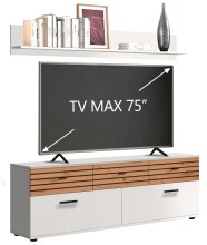 Wohnzimmer-Set >BARLET< in Weiss/ Lamellen Artisan...