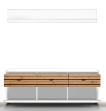 Wohnzimmer-Set >BARLET< in Weiss/ Lamellen Artisan Eiche Dekor - B/H/T 168 x 175 x 38cm