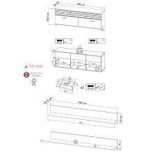 Wohnzimmer-Set >BARLET< in Weiss/ Lamellen Artisan Eiche Dekor - B/H/T 168 x 175 x 38cm