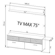 Wohnzimmer-Set >BARLET< in Weiss/ Lamellen Artisan Eiche Dekor - B/H/T 168 x 175 x 38cm