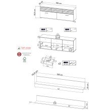Wohnzimmer-Set >BARLET< in Weiss/ Lamellen Artisan Eiche Dekor - B/H/T 168 x 175 x 38cm