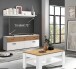 Wohnzimmer-Set >BARLET< in Weiss/ Lamellen Artisan Eiche Dekor - B/H/T 168 x 175 x 38cm