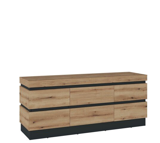 Lowboard >CORTE< in Coast Evoke Eiche Dekor/Kosmos Grau - 160,8x68x45cm (BxHxT)