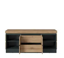 Lowboard >CORTE< in Coast Evoke Eiche Dekor/Kosmos Grau - 160,8x68x45cm (BxHxT)