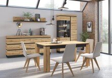 Sideboard >CORTE< in Coast Evoke Eiche/Kosmos Grau - 201,2x92,5x45cm (BxHxT)