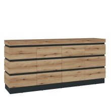 Sideboard >CORTE< in Coast Evoke Eiche/Kosmos Grau - 201,2x92,5x45cm (BxHxT)