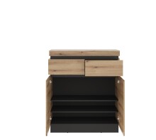 Kommode >CORTE< in Coast Evoke Eiche Dekor/Kosmos Grau  - 100x115,3x45cm (BxHxT)