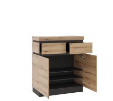 Kommode >CORTE< in Coast Evoke Eiche Dekor/Kosmos Grau  - 100x115,3x45cm (BxHxT)