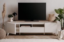 Wohnzimmer-Set >Bertrix< in Sandstein / weiß - 177x51,5x40cm (BxHxT)