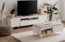 Wohnzimmer-Set >Bertrix< in Sandstein / weiß - 177x51,5x40cm (BxHxT)