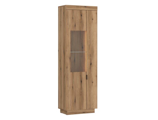 Glasvitrine >DELAMAR< in Coast Evoke Eiche Dekor - 62,2x197,8x39,6 (BxHxT)