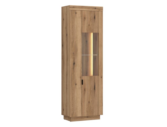 Glasvitrine >DELAMAR< in Coast Evoke Eiche Dekor - 62,2x197,8x39,6 (BxHxT)