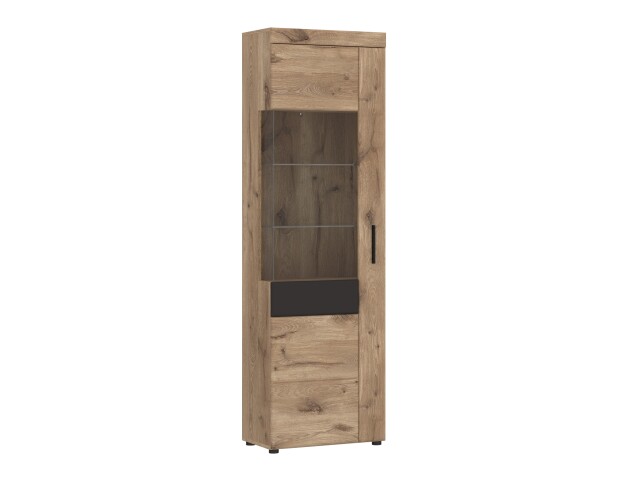 Glasvitrine >GRANO< in Viking Eiche Dekor - 58x195x37,4 (BxHxT)