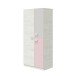 Jugendzimmer-Set >NUBE< in Alpen-Weiß / Grau / Rosa - 199x65x96 (BxHxT)
