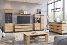 Wohnwand >Corte< (4-teilig) in Coast Evoke Eiche Dekor - 325x201x45cm (BxHxT)
